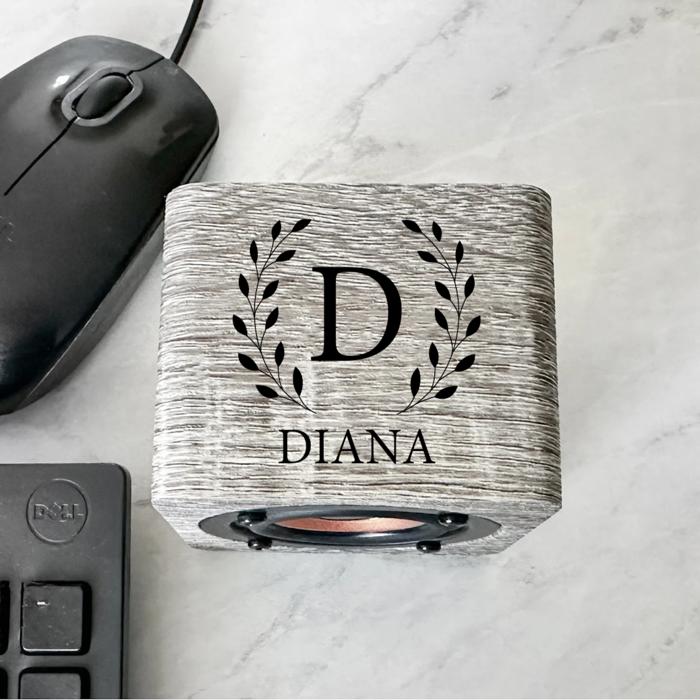 Personalized Gray Bluetooth Speaker - UV Printed (Black Text) - Unique Wedding Party Favor