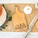  Personalized Mini Handled Bamboo Cutting Board - 5" x 11" - Choose from 8 Engraving Designs