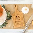  Personalized Mini Handled Bamboo Cutting Board - 5" x 11" - Choose from 8 Engraving Designs