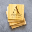  Personalized Bamboo Coasters - Set of 4 - Choose from 27 Designs