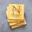  Personalized Bamboo Coasters - Set of 4 - Choose from 27 Designs