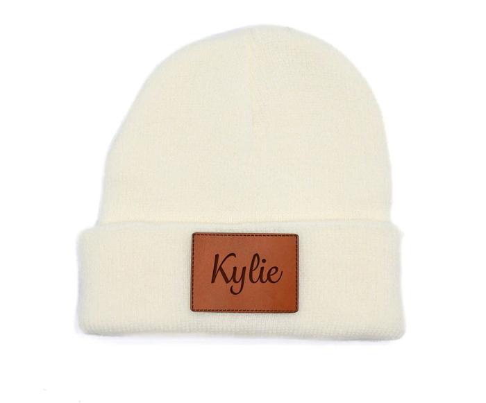 Personalized Small Knit Beanies for Kids - Choose from 7 Colors and 15 Patch Text Designs