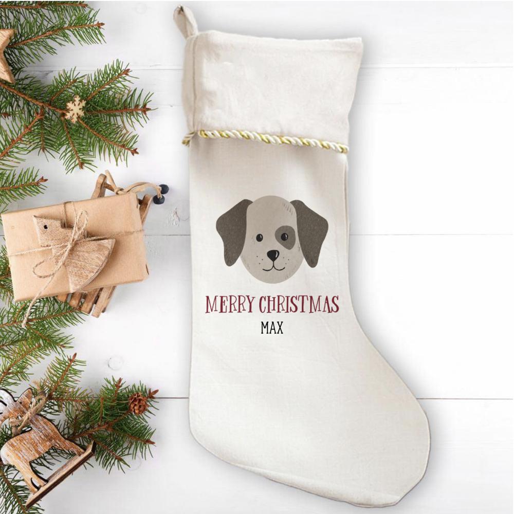 Personalized Christmas Pet Stockings Velvet-Trimmed - Choose from 3 Cuff Colors and 8 Designs