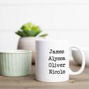  Personalized Family Names Mugs - Choose from White and Black - Add Up to 8 Names