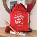  Personalized Valentine Gift Bag, Red Canvas (Choose from Small or Large) - Customized Love Themed Gift Bag - Anniversary Gift for Him or Her