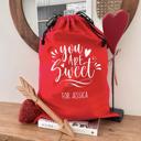  Personalized Valentine Gift Bag, Red Canvas (Choose from Small or Large) - Customized Love Themed Gift Bag - Anniversary Gift for Him or Her