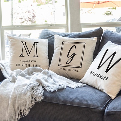 Personalized Monogram Throw Pillow Covers | NO Insert Included | 18" x 18" | Choose from 7 Designs