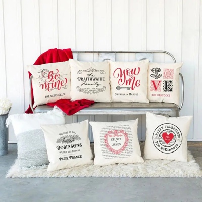Personalized Vintage Valentines Throw Pillow Covers (NO Insert Included) - 18" x 18" - Choose from 8 Beautiful Designs