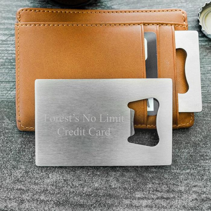 Personalized Credit Card Bottle Opener - Stocking Stuffers for Men