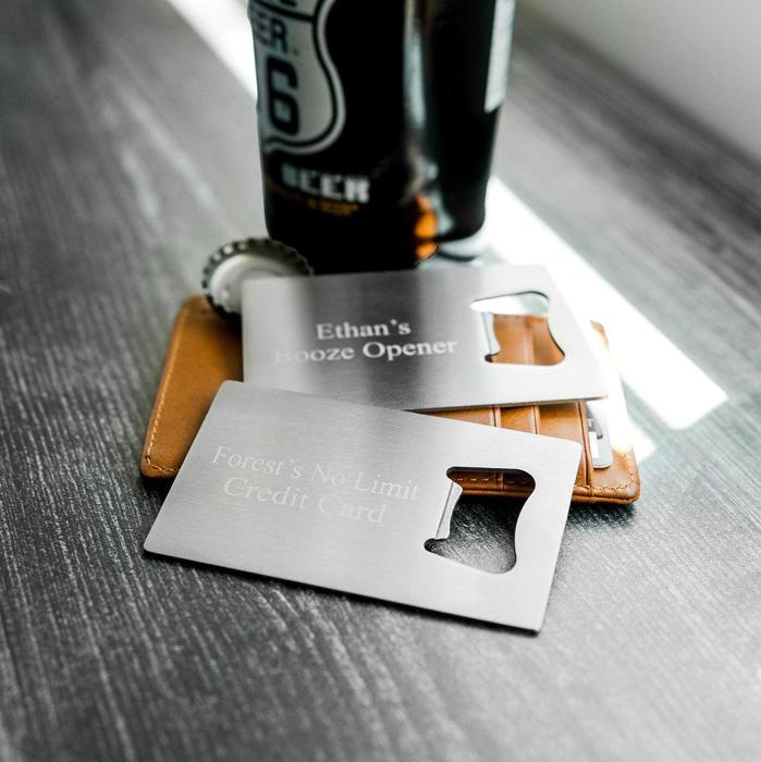 Personalized Credit Card Bottle Opener - Stocking Stuffers for Men