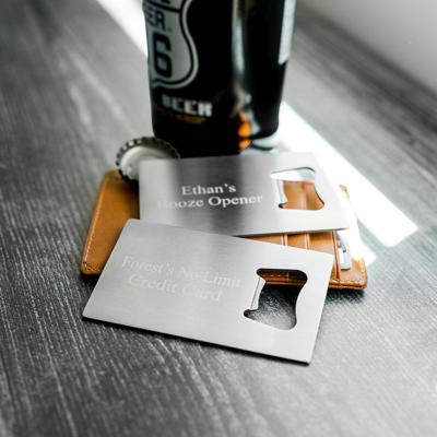 Personalized Credit Card Bottle Opener - Stocking Stuffers for Men