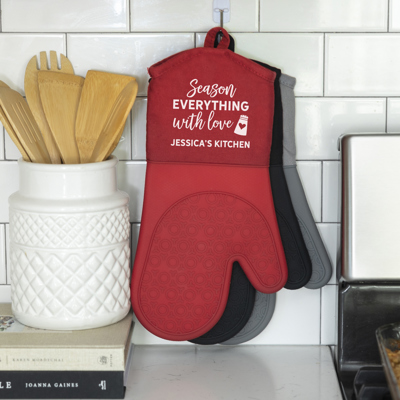 Personalized Silicone Oven Mitts - Choose from 3 Colors and 8 Designs