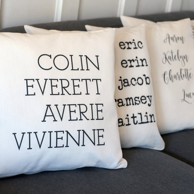 Personalized Family Names Throw Pillow Cover | NO Insert | 18" x 18" | 4 Font Designs