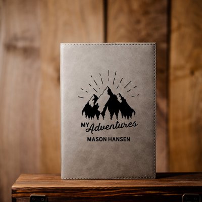Personalized Grey Vegan Leather Journal - Choose from 10 Designs