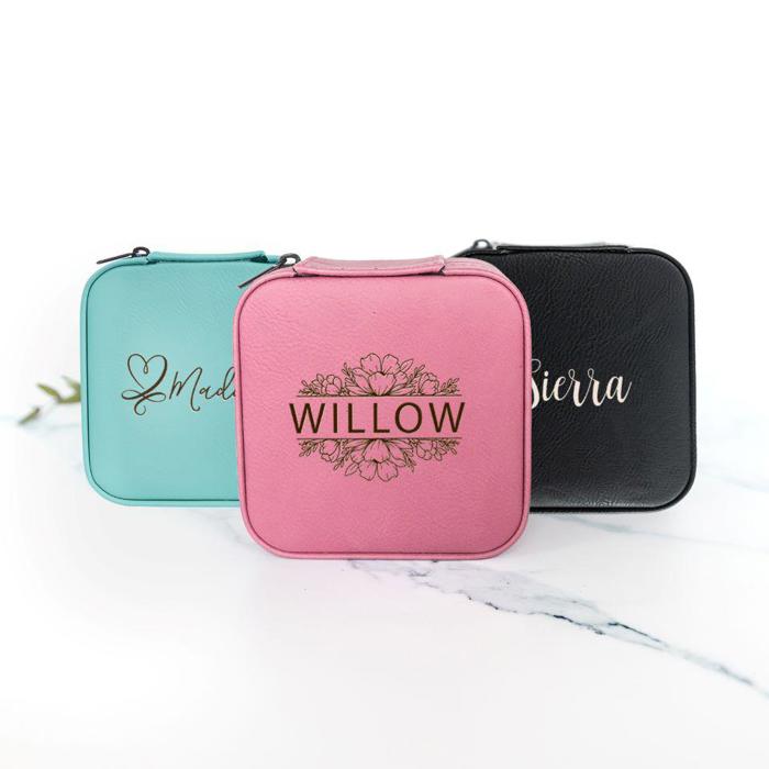 Personalized Jewelry Box (Jewelry Not Included) - Choose from 6 Colors and 27 Designs - Stocking Stuffers for Women