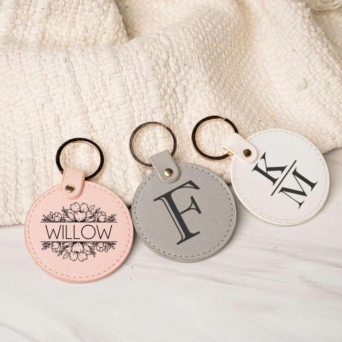Personalized Circle Leather Tag | Choose from 4 Colors and 24 Designs