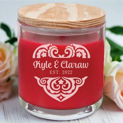 Personalized Scented Candle in Engraved Glass | 14 oz Soy Blend Wax | Choose from 25 Wedding Couples Designs
