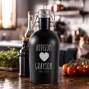  Personalized Black Stainless Growler - Wedding Couples Edition