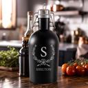  Personalized Black Stainless Growler - Wedding Couples Edition