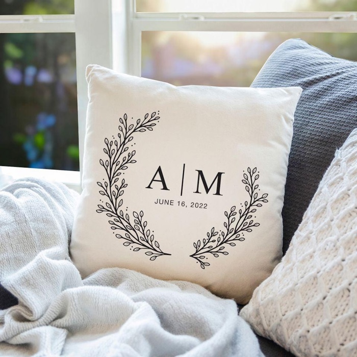 Personalized Throw Pillow Cover for Couples (NO Insert Included) - 18" x 18" - New Year Gift for Couples and Parents
