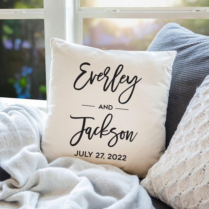 Personalized Throw Pillow Cover for Couples (NO Insert Included) - 18" x 18" - New Year Gift for Couples and Parents