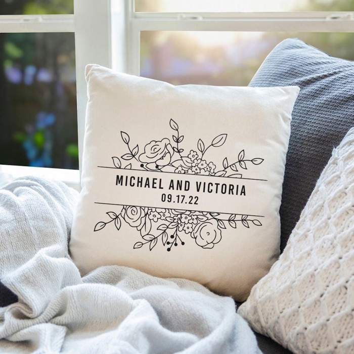 Personalized Throw Pillow Cover for Couples (NO Insert Included) - 18" x 18" - New Year Gift for Couples and Parents