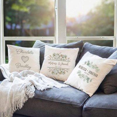 Personalized Throw Pillow Cover for Couples (NO Insert Included) - 18" x 18" - New Year Gift for Couples and Parents
