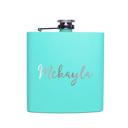  Personalized Teal Powder Coated Flasks - Choose from 20 Designs - Stocking Stuffers for Women