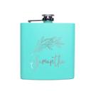  Personalized Teal Powder Coated Flasks - Choose from 20 Designs - Stocking Stuffers for Women