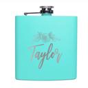  Personalized Teal Powder Coated Flasks - Choose from 20 Designs - Stocking Stuffers for Women