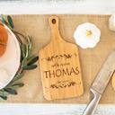  Personalized Mini Handled Bamboo Cutting Board - 5" x 11" - Choose from 8 Engraving Designs