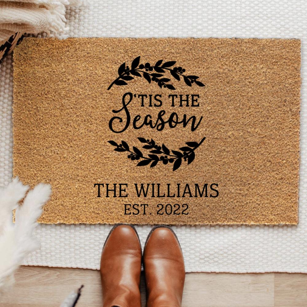 Personalized Christmas Coir Doormats - Choose from 4 Sizes, 3 Print Colors and & 7 Designs - Holiday Welcome Mat