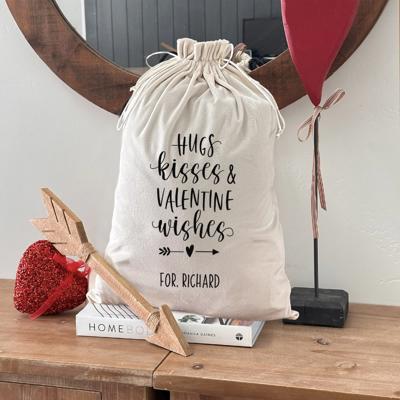 Personalized Valentines Day Gift Bag, White Velvet (Choose from Small, Large) - Custom Love Themed Gift Bag - Anniversary Gift for Him, Her