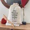  Personalized Valentines Day Gift Bag, White Velvet (Choose from Small, Large) - Custom Love Themed Gift Bag - Anniversary Gift for Him, Her