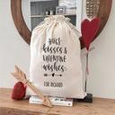  Personalized Valentines Day Gift Bag, White Velvet (Choose from Small, Large) - Custom Love Themed Gift Bag - Anniversary Gift for Him, Her