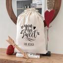  Personalized Valentines Day Gift Bag, White Velvet (Choose from Small, Large) - Custom Love Themed Gift Bag - Anniversary Gift for Him, Her