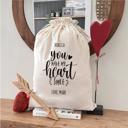  Personalized Valentines Day Gift Bag, White Velvet (Choose from Small, Large) - Custom Love Themed Gift Bag - Anniversary Gift for Him, Her