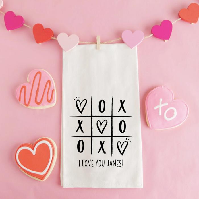 Personalized Valentine's Day Tea Towels - Calligraphy Designs - Choose from 6 Designs