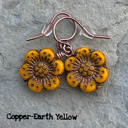 Black Yellow Lightweight Floral Earrings For All Ages | Czech Glass 