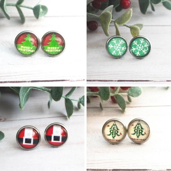 Christmas Glass Stud Earrings