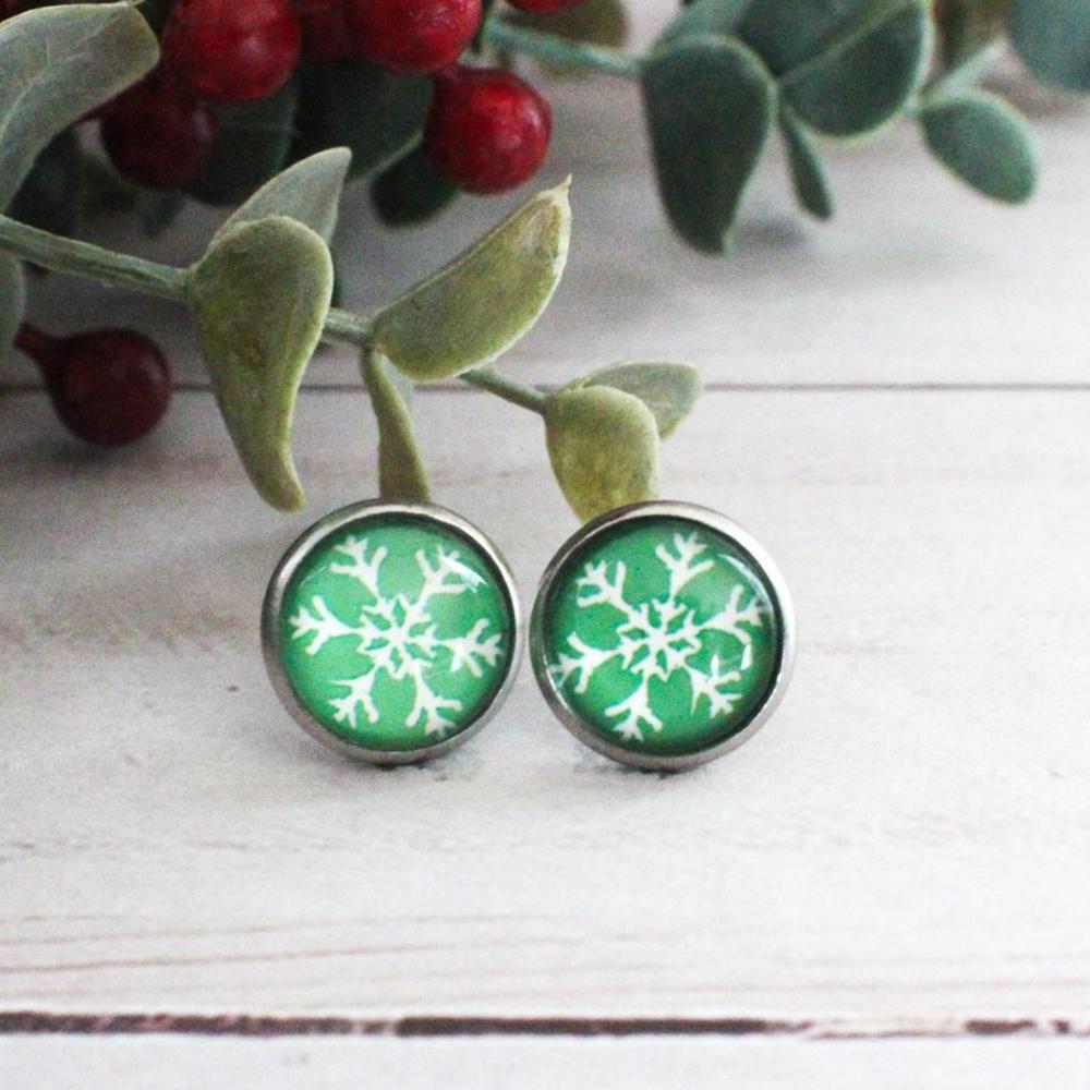 Christmas Glass Stud Earrings