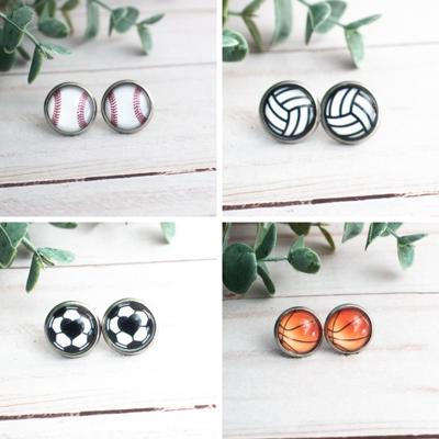 Sports Glass Stud Earrings