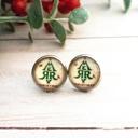 Merry Christmas Tree Christmas Glass Stud Earrings