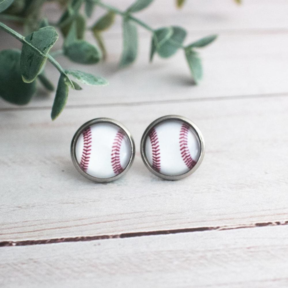 Sports Glass Stud Earrings