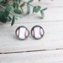 Baseball Sports Glass Stud Earrings