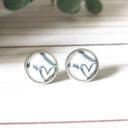 Baseball Hearts Sports Glass Stud Earrings