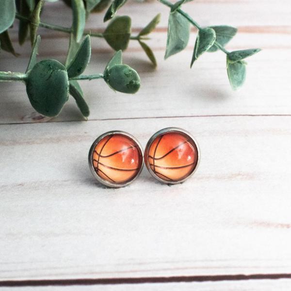 Basketball Glass Stud Earrings