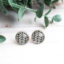  Black & White Lines Glass Stud Earrings