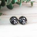  Black and White Flower Glass Stud Earrings