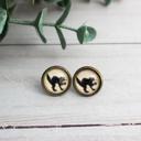  Black Cat Halloween Glass Stud Earrings